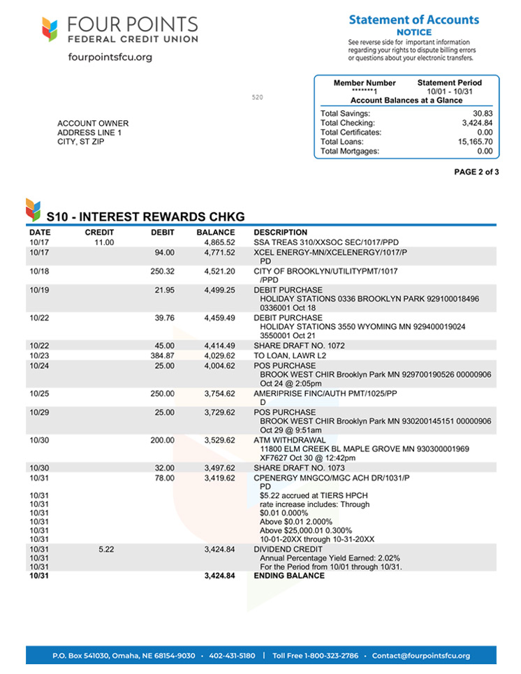 Four Points Federal Credit Union Financial Statement Design LKCS