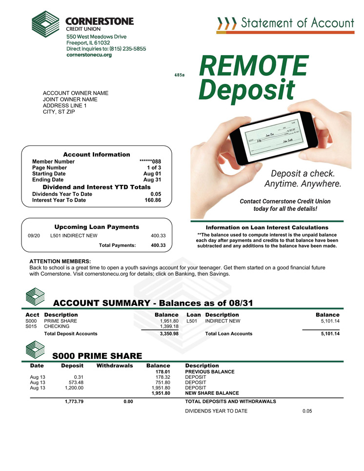 Cornerstone Credit Union Financial Statement Design LKCS