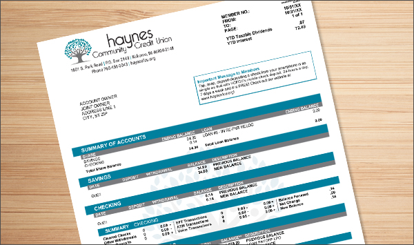 Haynes Credit Union Statements