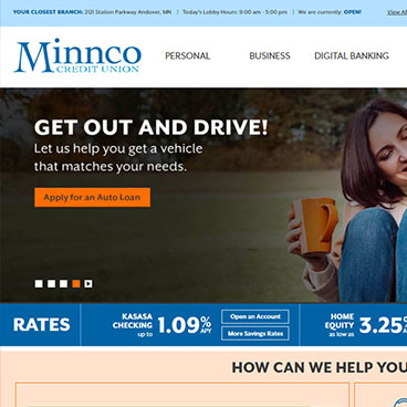 Homepage desktop view