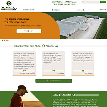 Homepage desktop view