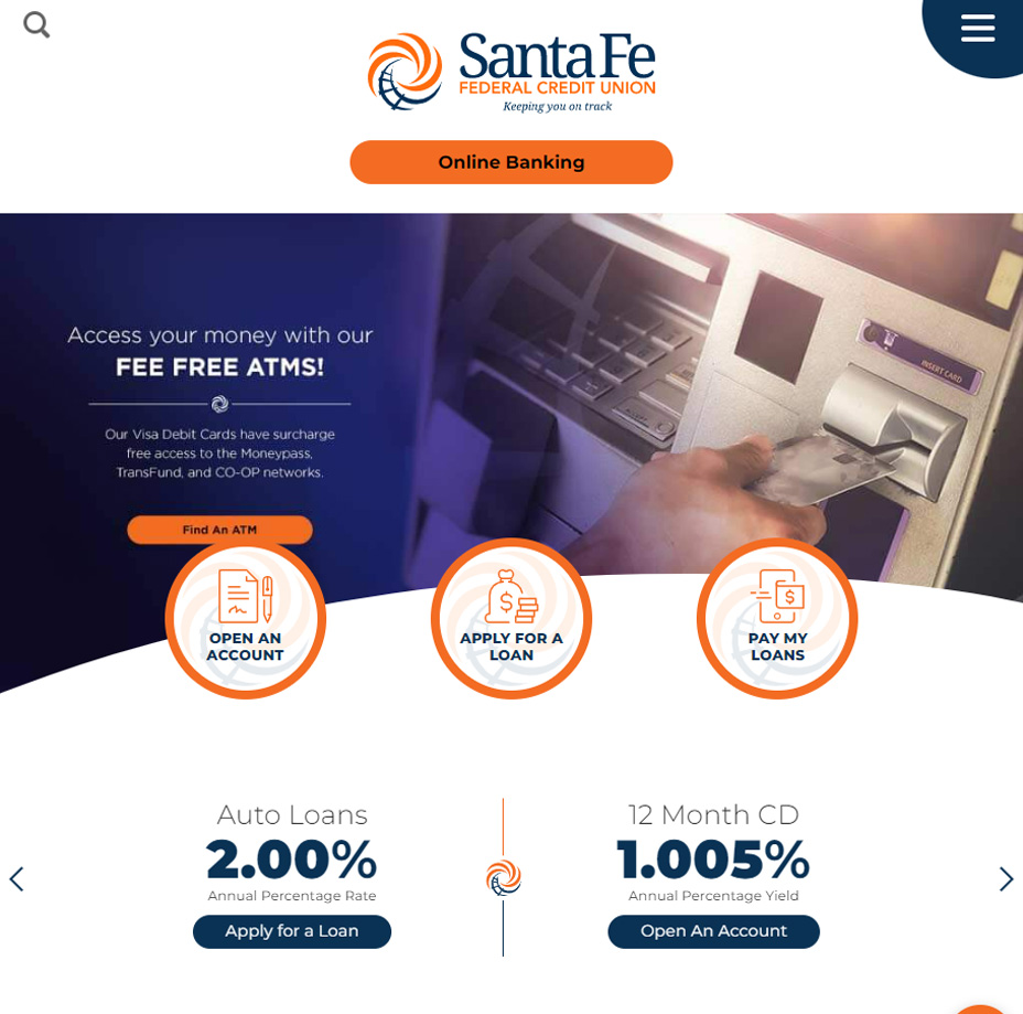 Homepage tablet view